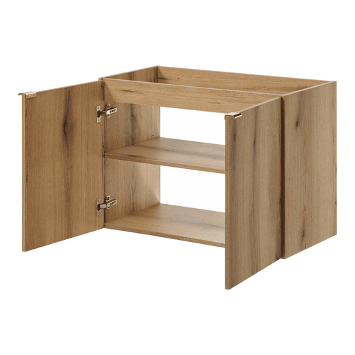 Móvel de casa de banho Newport com lavatório em cerâmica e 2 portas 80x71x40 cm - Carvalho Efeito preto en.casa Móvel de casa de banho Newport com lavatório em cerâmica e 2 portas 80x71x40 cm - Carvalho Efeito preto en.casa