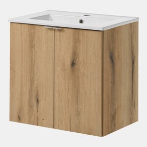 Móvel de casa de banho Newport com lavatório e 2 portas 60x57x39cm - efeito carvalho en.casa