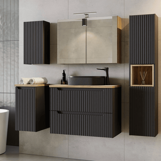 Móvel de casa de banho para lavatório Newport com porta 30x60x40 cm - Efeito pretocarvalho en.casa