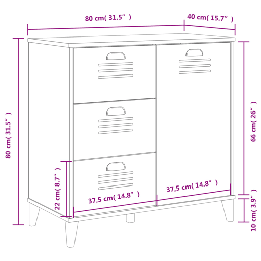 vidaXL Aparador VIKEN 80x40x80 cm derivados de madeira branco