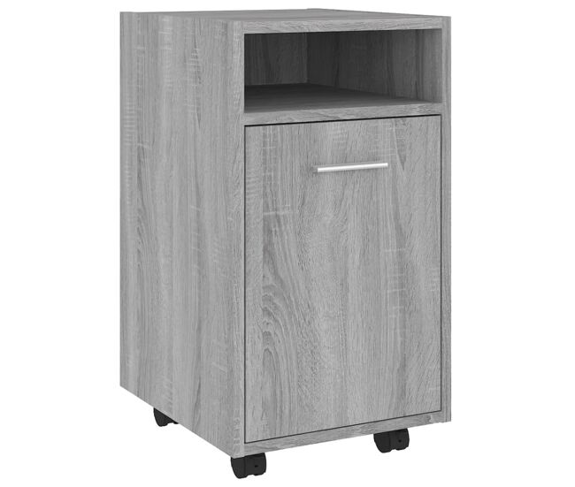Vidaxl armario auxiliar con ruedas contrachapado gris 33x38x60 cm