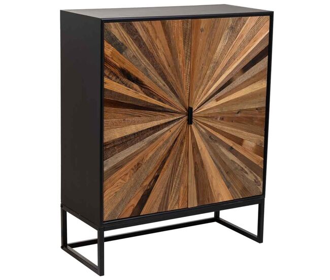 Aparador de madera y metal de 2 puertas marrón 80x37x101