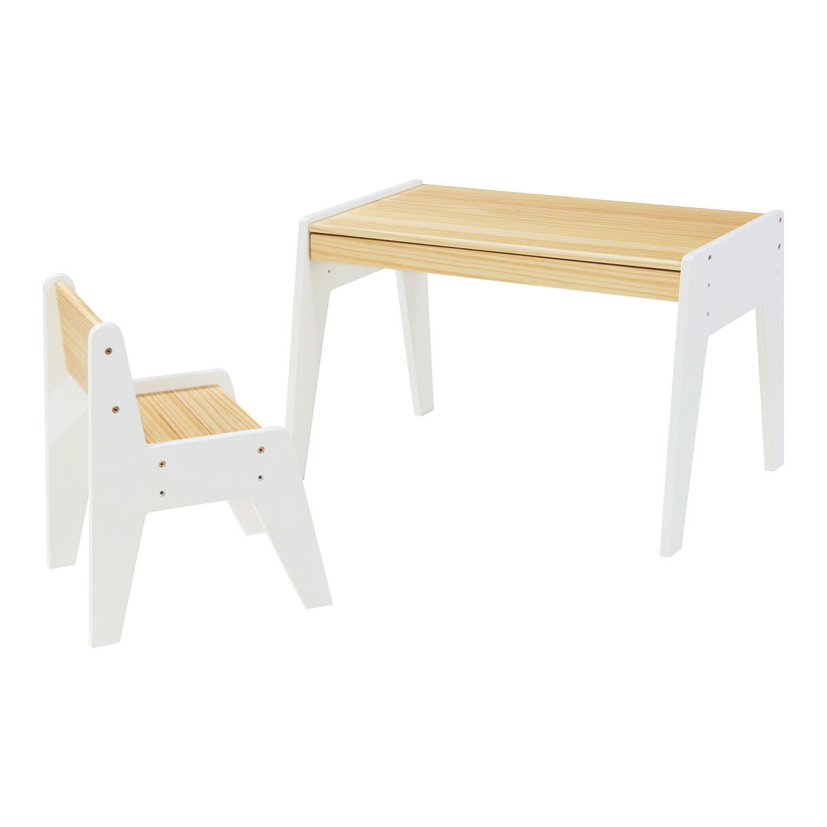Juego de mesa y silla infantil skinnskatteberg - natural/blanco [en.casa]