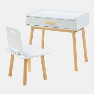 Conjunto de mesa e cadeira para crianças Skjervøy - NaturalBranco en.casa
