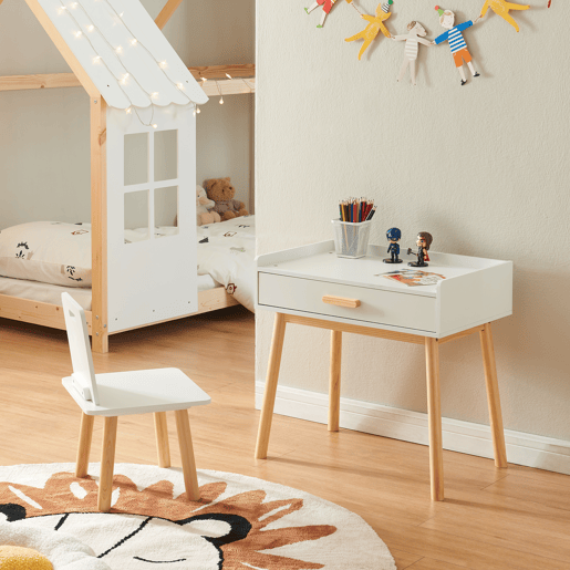 Conjunto de mesa e cadeira para crianças Skjervøy - NaturalBranco en.casa