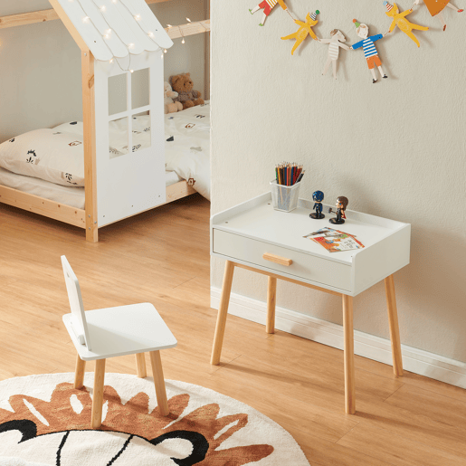 Conjunto de mesa e cadeira para crianças Skjervøy - NaturalBranco en.casa