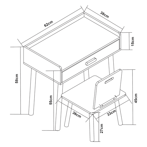 Conjunto de mesa e cadeira para crianças Skjervøy - NaturalBranco en.casa