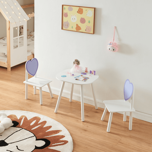 Conjunto de mesa e 2 cadeiras para crianças Siljan - BrancoLilás en.casa