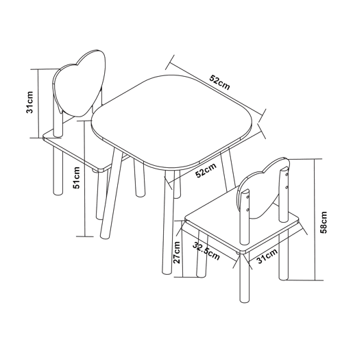Conjunto de mesa e 2 cadeiras para crianças Siljan - BrancoLilás en.casa