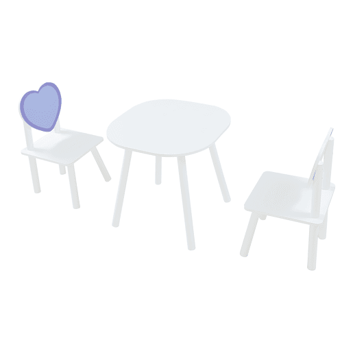 Conjunto de mesa e 2 cadeiras para crianças Siljan - BrancoLilás en.casa