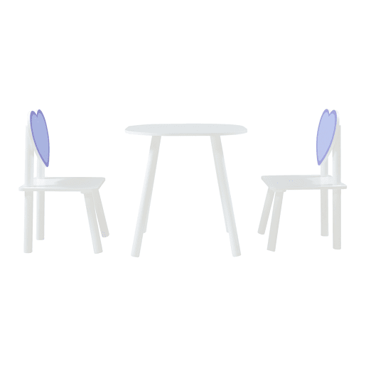 Conjunto de mesa e 2 cadeiras para crianças Siljan - BrancoLilás en.casa