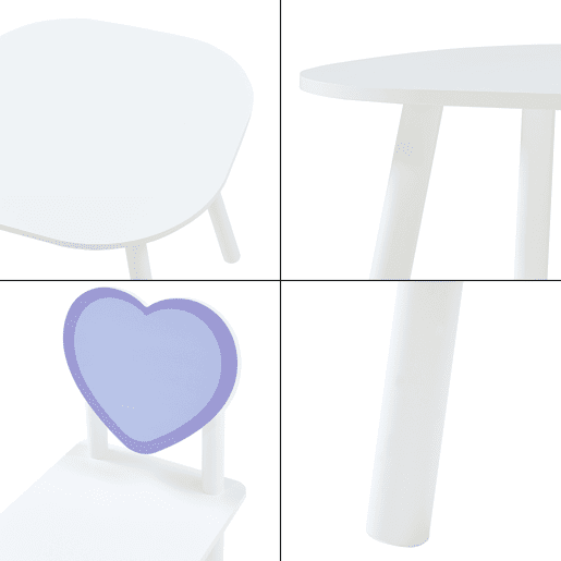 Conjunto de mesa e 2 cadeiras para crianças Siljan - BrancoLilás en.casa