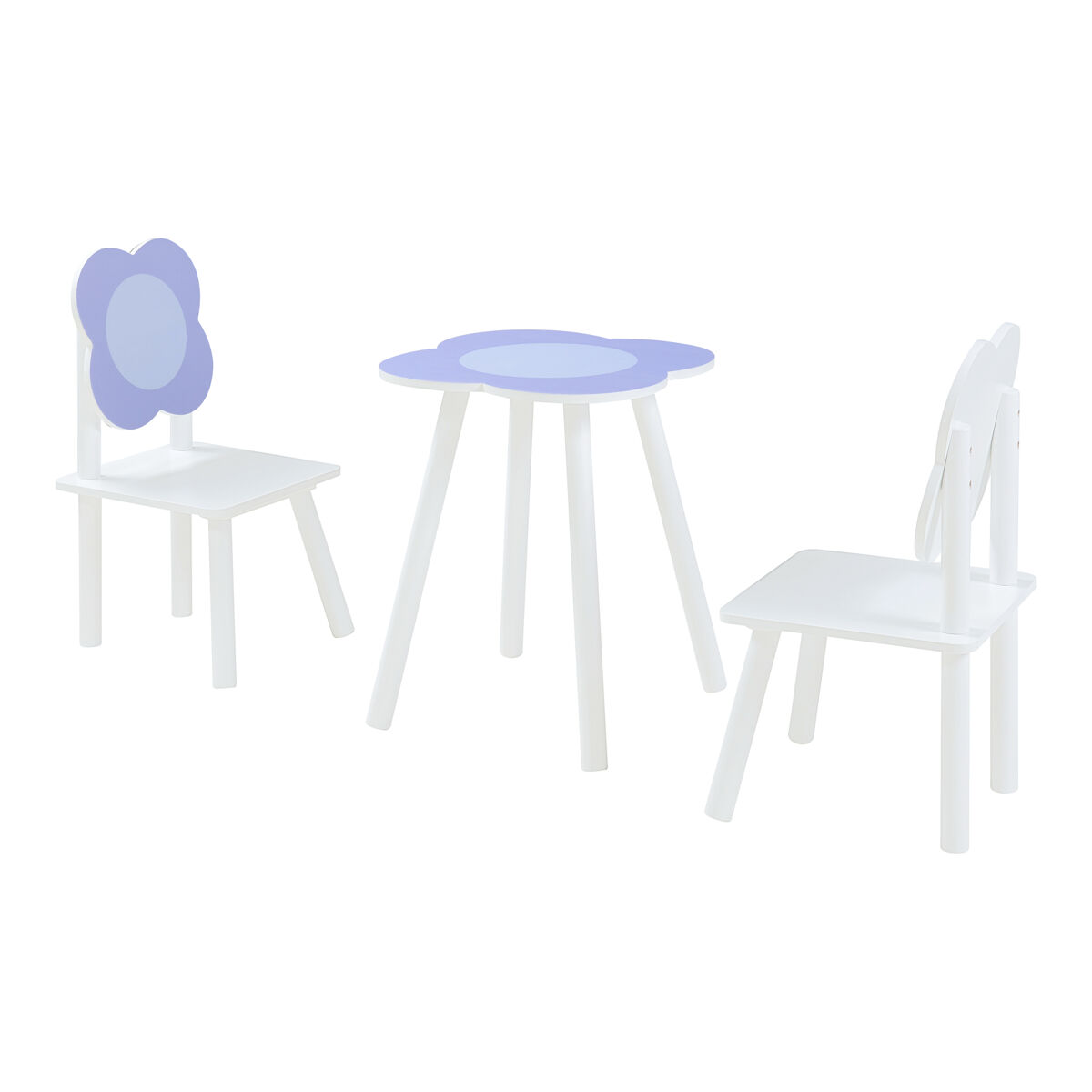 Conjunto infantil de mesa y 2 sillas simrishamn diseño floral - blanco/lila [en.casa]