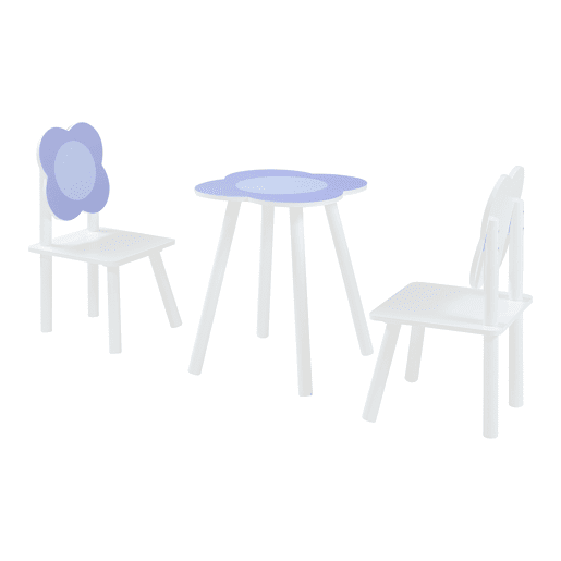 Conjunto de mesa e 2 cadeiras para crianças Simrishamn, design floral - BrancoLilás en.casa