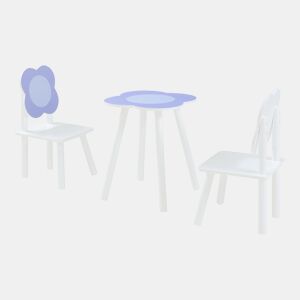 Conjunto de mesa e 2 cadeiras para crianças Simrishamn, design floral - BrancoLilás en.casa