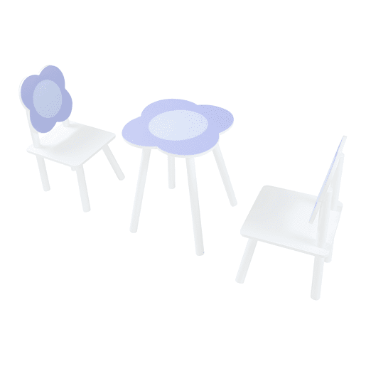 Conjunto de mesa e 2 cadeiras para crianças Simrishamn, design floral - BrancoLilás en.casa