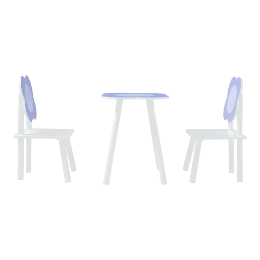 Conjunto de mesa e 2 cadeiras para crianças Simrishamn, design floral - BrancoLilás en.casa