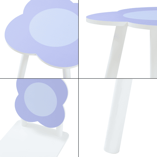 Conjunto de mesa e 2 cadeiras para crianças Simrishamn, design floral - BrancoLilás en.casa