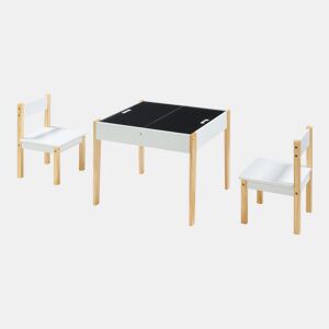 Conjunto de mesa e 2 cadeiras para crianças Smedjebacken com tampos de mesa pintáveis - Branco  Natural en.casa