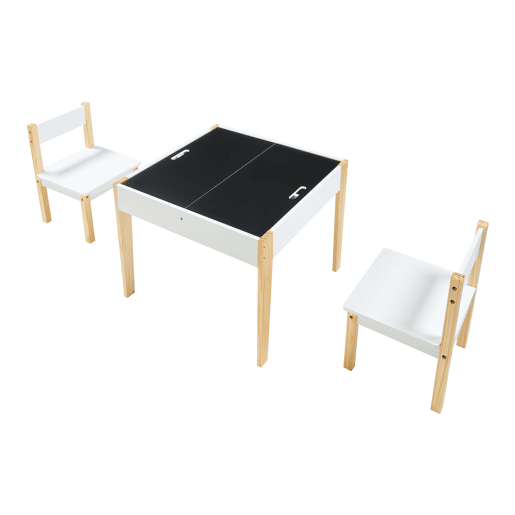 Conjunto de mesa e 2 cadeiras para crianças Smedjebacken com tampos de mesa pintáveis - Branco  Natural en.casa