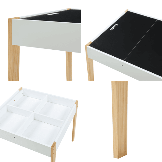Conjunto de mesa e 2 cadeiras para crianças Smedjebacken com tampos de mesa pintáveis - Branco  Natural en.casa