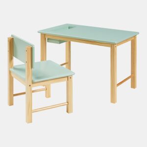 Conjunto de mesa e cadeira para crianças Skjåk Pinho MDF - Natural  Verde menta en.casa