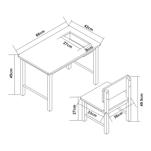 Conjunto de mesa e cadeira para crianças Skjåk Pinho MDF - Natural  Verde menta en.casa