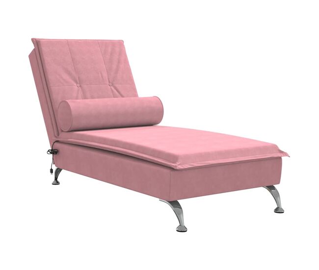 Vidaxl sofá diván de masaje con cojín de terciopelo rosa