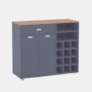 Asfeld Buffet Rack para garrafas de cozinha cinza grafite móveis auxiliares de armazenamento 90x103x40 cm
