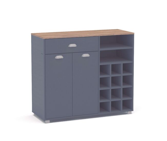 Mueble Auxiliar Almacenaje Buffet Cocina Botellero Asfeld Color Gris Grafito 90x103x40 cm