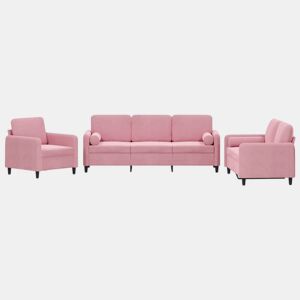 vidaXL 3 pcs conjunto de sofás com almofadas veludo rosa