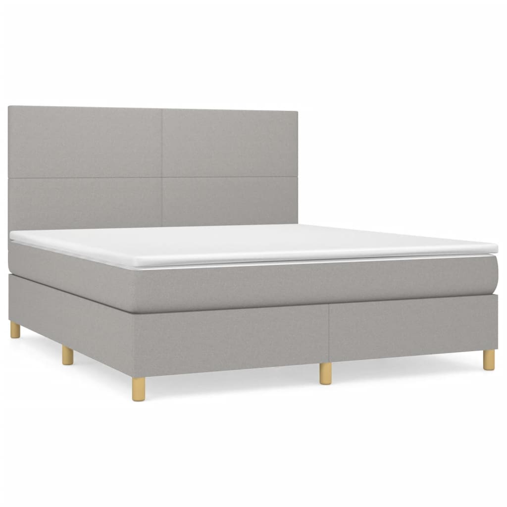 cama box spring con colchon tela gris claro 180x200 cm diseno plano