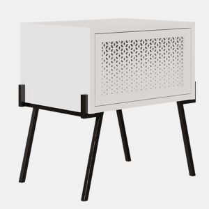 Mesa de cabeceira branca enevoada 48x51x34cm Quarto