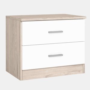 Mesa de cabeceira casal 2 gavetas mesa de cabeceira quarto branco e cor sahara 50x42x33cm