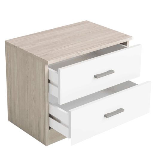 Mesa de cabeceira casal 2 gavetas mesa de cabeceira quarto branco e cor sahara 50x42x33cm Mesa de cabeceira casal 2 gavetas mesa de cabeceira quarto branco e cor sahara 50x42x33cm