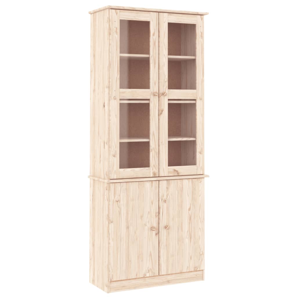 Vidaxl vitrina de cristal alta madera maciza de pino 77x35x186,5 cm