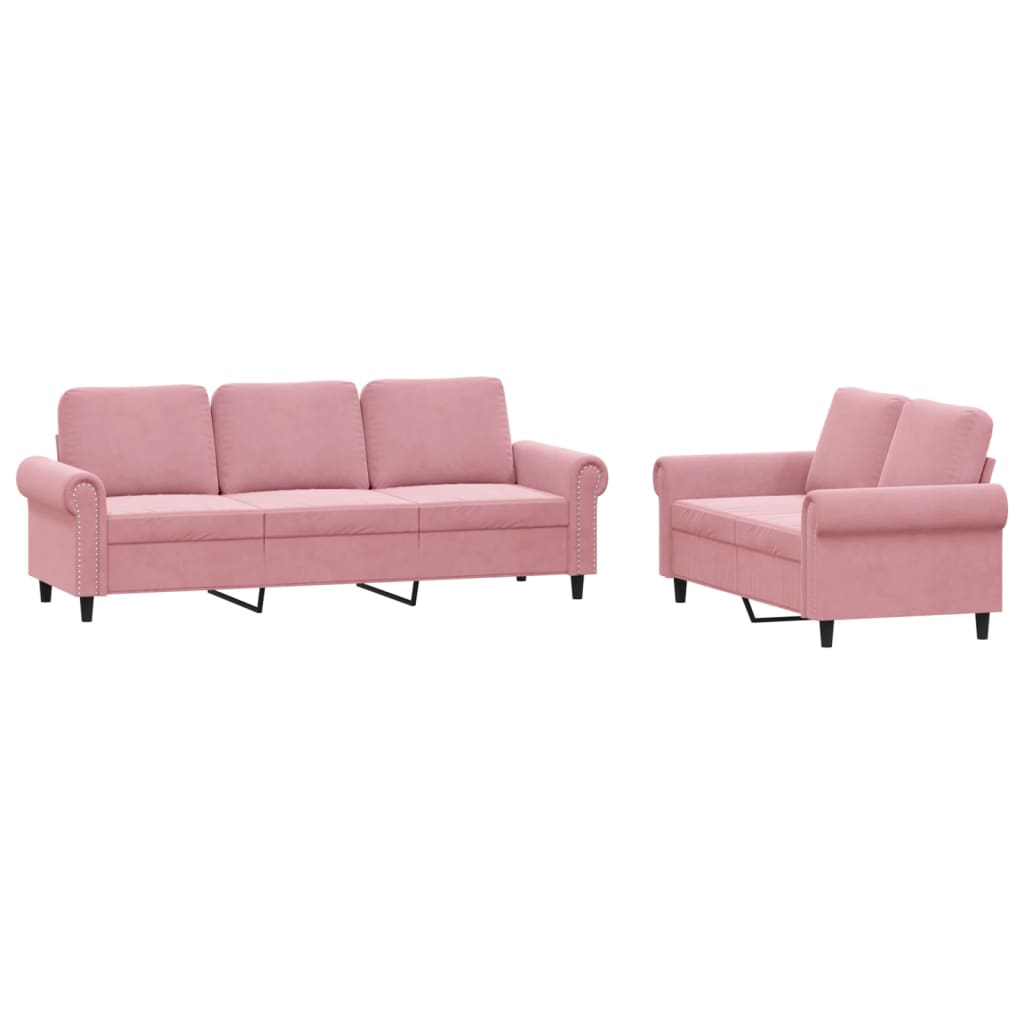 Vidaxl juego de sofás con cojines 2 piezas terciopelo rosa