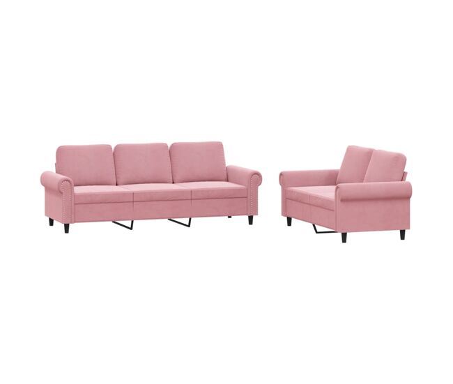 Vidaxl juego de sofás con cojines 2 piezas terciopelo rosa
