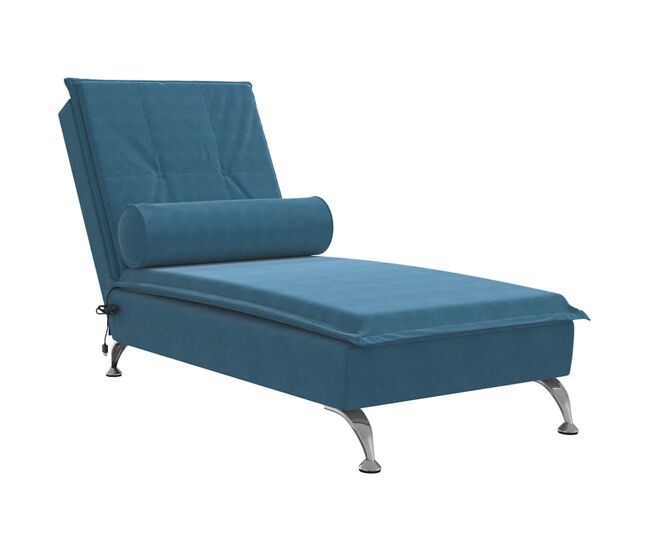 Vidaxl sofá diván de masaje con cojín de terciopelo azul