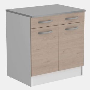 Módulo Cozinha Inferior Eko 2 Portas 2 Gavetas Carvalho Jackson e Branco 80x60cm