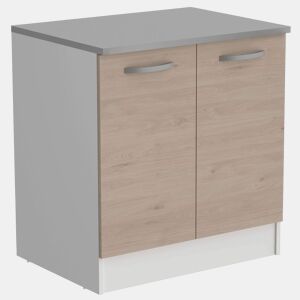 Módulo Cozinha Inferior Eko 2 Portas Carvalho Jackson e Branco 80x60cm