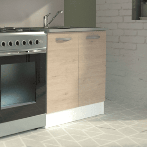 Módulo Cozinha Inferior Eko 2 Portas Carvalho Jackson e Branco 80x60cm Módulo Cozinha Inferior Eko 2 Portas Carvalho Jackson e Branco 80x60cm