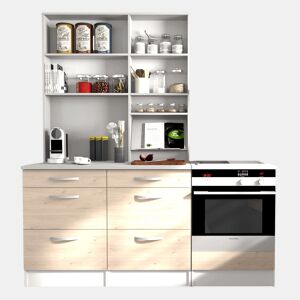 Cozinha Modular Eko 4 Móveis Carvalho Jackson e Cor Branca 180cm