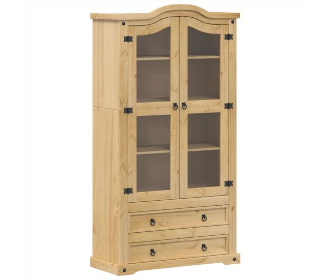 Vidaxl armario con vitrina corona madera maciza pino 99x43x187 cm