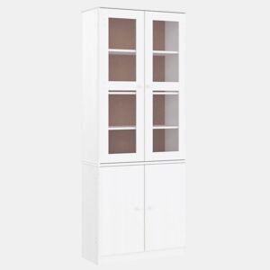 vidaXL Expositor portas vidro ALTA 77x35x186,5 cm pinho maciço branco