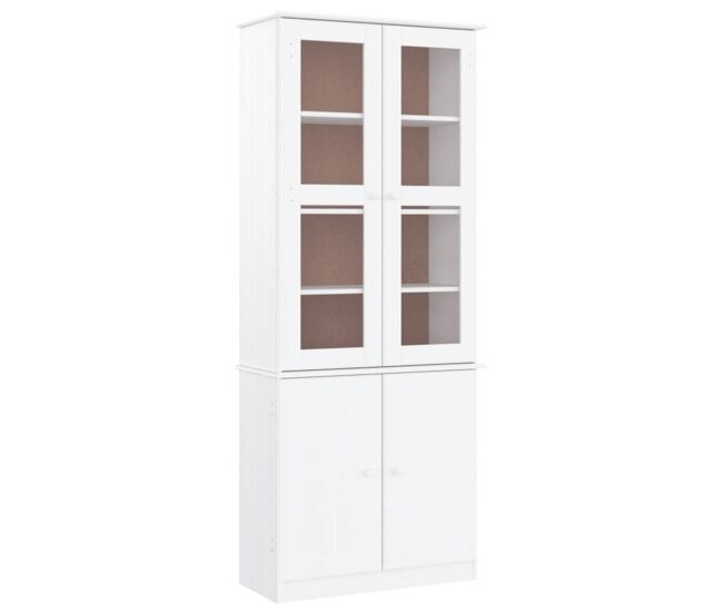 Vidaxl armario vitrina alta madera maciza pino blanco 77x35x186,5cm