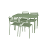 Mesa de jardim em metal, 4 cadeiras, Amelia, Verde, 120x70x72.5 cm