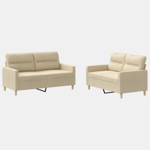 vidaXL 2 pcs conjunto de sofás com almofadões tecido cor creme