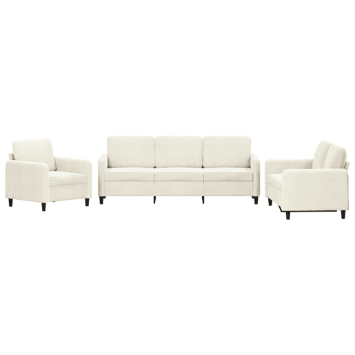 vidaXL 3 pcs conjunto de sofás veludo cor creme vidaXL 3 pcs conjunto de sofás veludo cor creme