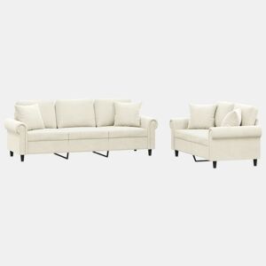 vidaXL 2 pcs conjunto de sofás com almofadas veludo cor creme